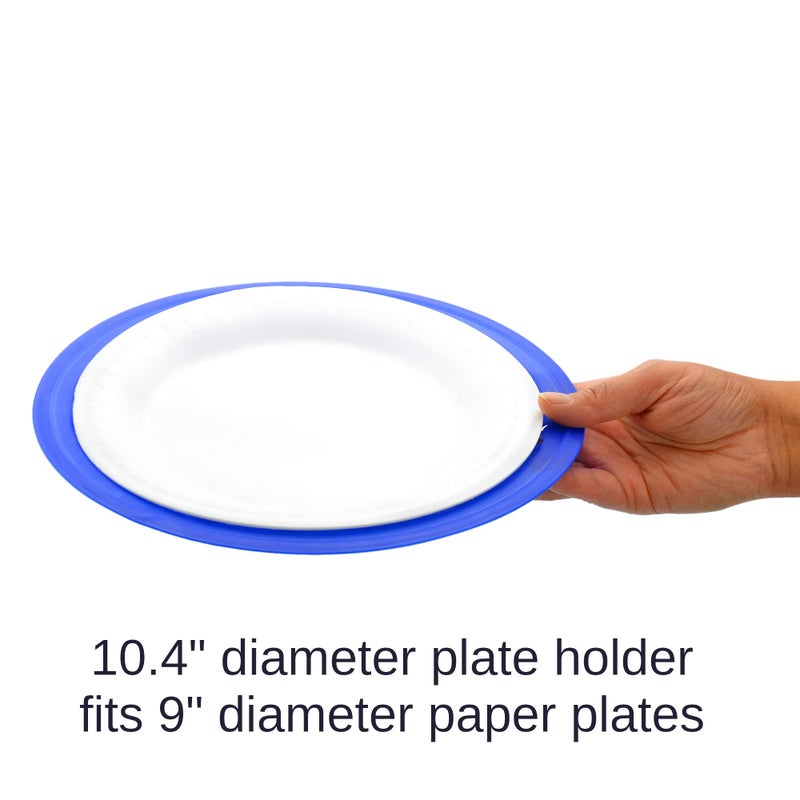 Roe & Moe Set of 24 Reusable Paper Plate Holders 10.4"" in Assorted Vibrant Colors - Fits 9"" Paper Plates - Sturdy and Firm, Great for Parties, Camping, BBQ, Picnic - Image 3